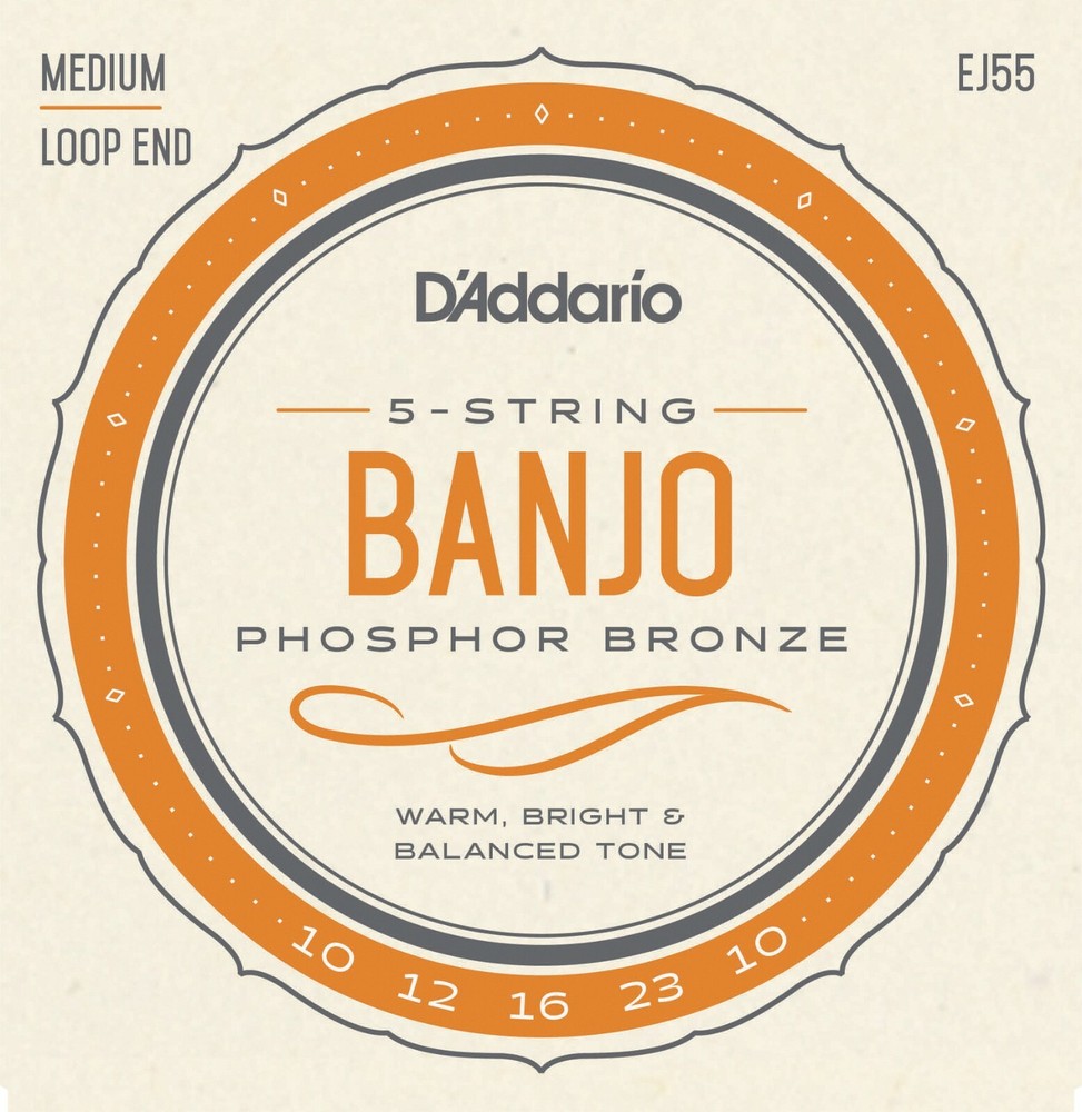 D'Addario EJ55 Phosphor Bronze Banjo Strings, Medium 10-23 Gauge