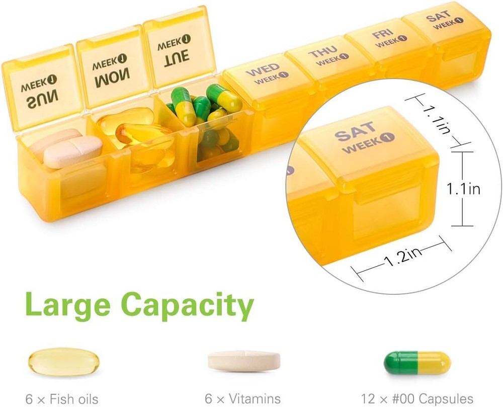 BUG HULL Pill Organizer Monthly, Moisture-Proof 4 Weeks Box, Large Green