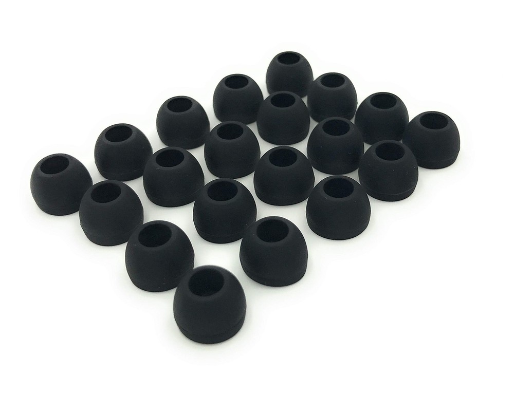 10 Pair Medium Silicone Replacement Earbud Ear Buds Tips - Black Medium,