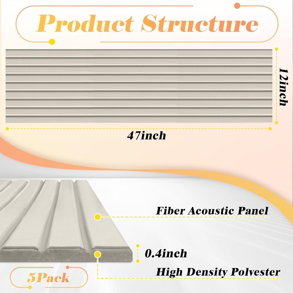 Home Studio Soundproof Panels 5pk Light Camel