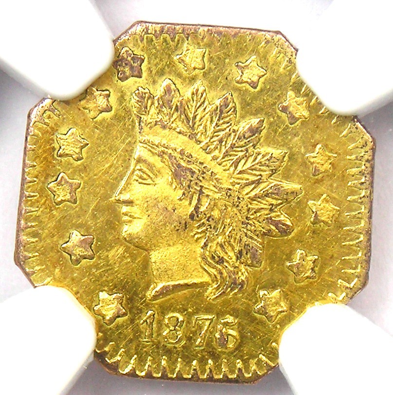 1876/5 Indian California Gold Dollar $1 Coin BG-1129 - NGC MS62 (BU UNC)