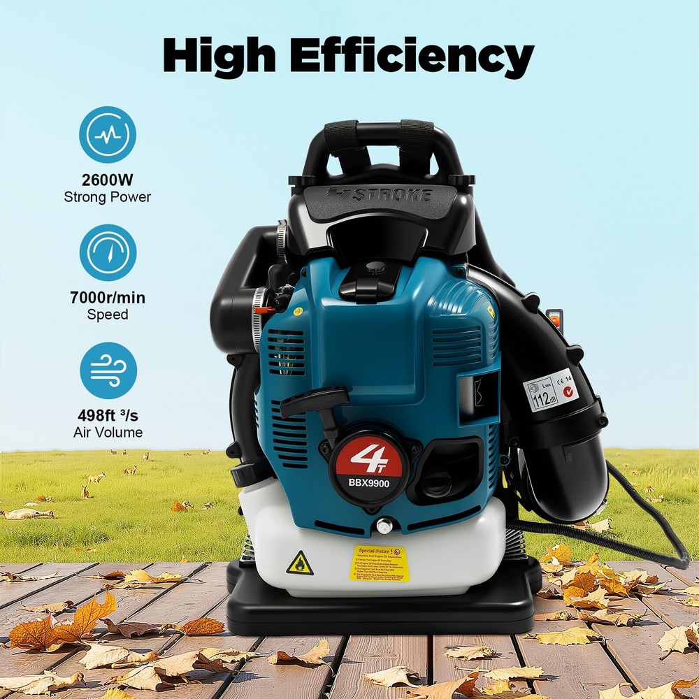Gas Leaf Blower 75.6cc 4-Stroke Engine Backpack Leaf Blower with Cruise Control