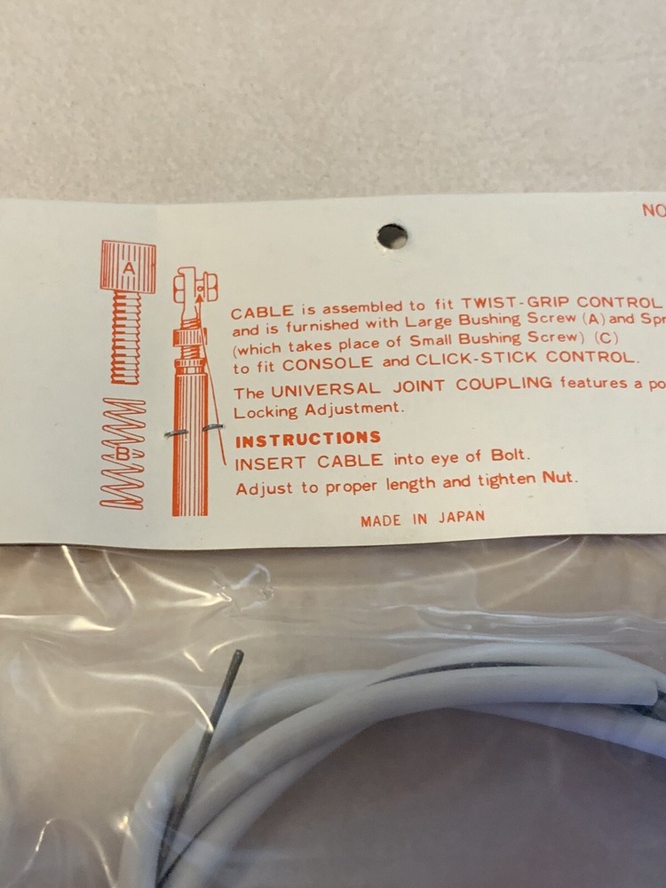 White Cherry 3-5 Speed Bicycle Cable - No 151 - Twist Grip & Click Stick Control