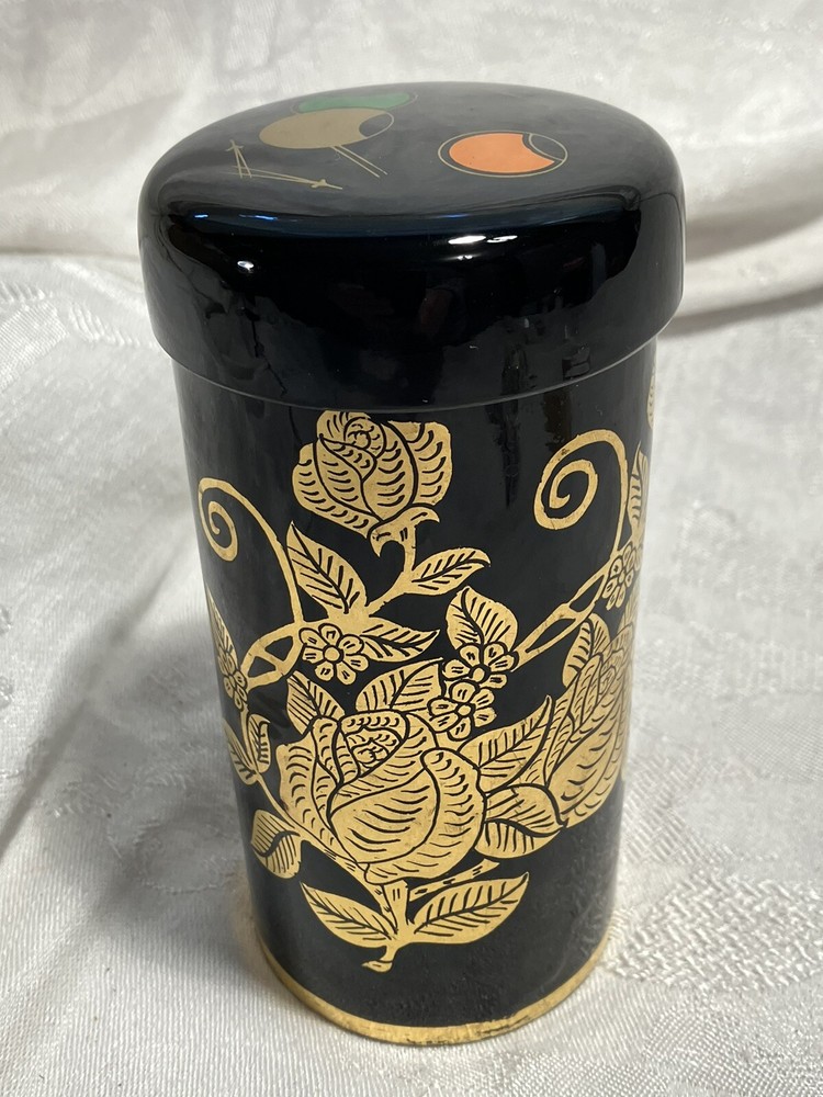 Black Lacquer Container Bar Olive Motif