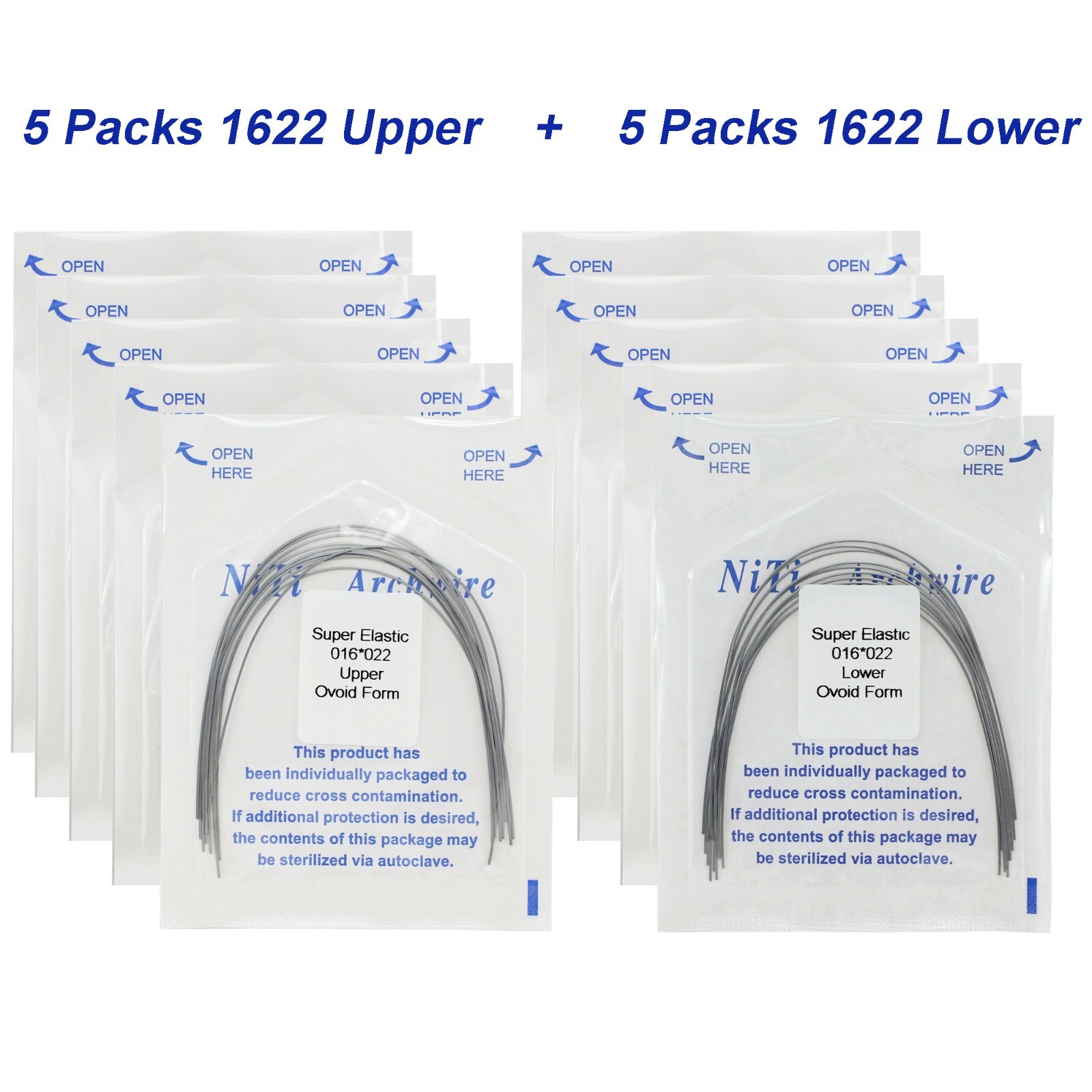 100Pcs Dental Orthodontic Arch Wire NiTi Stainless Steel Ovoid Round Rectangular