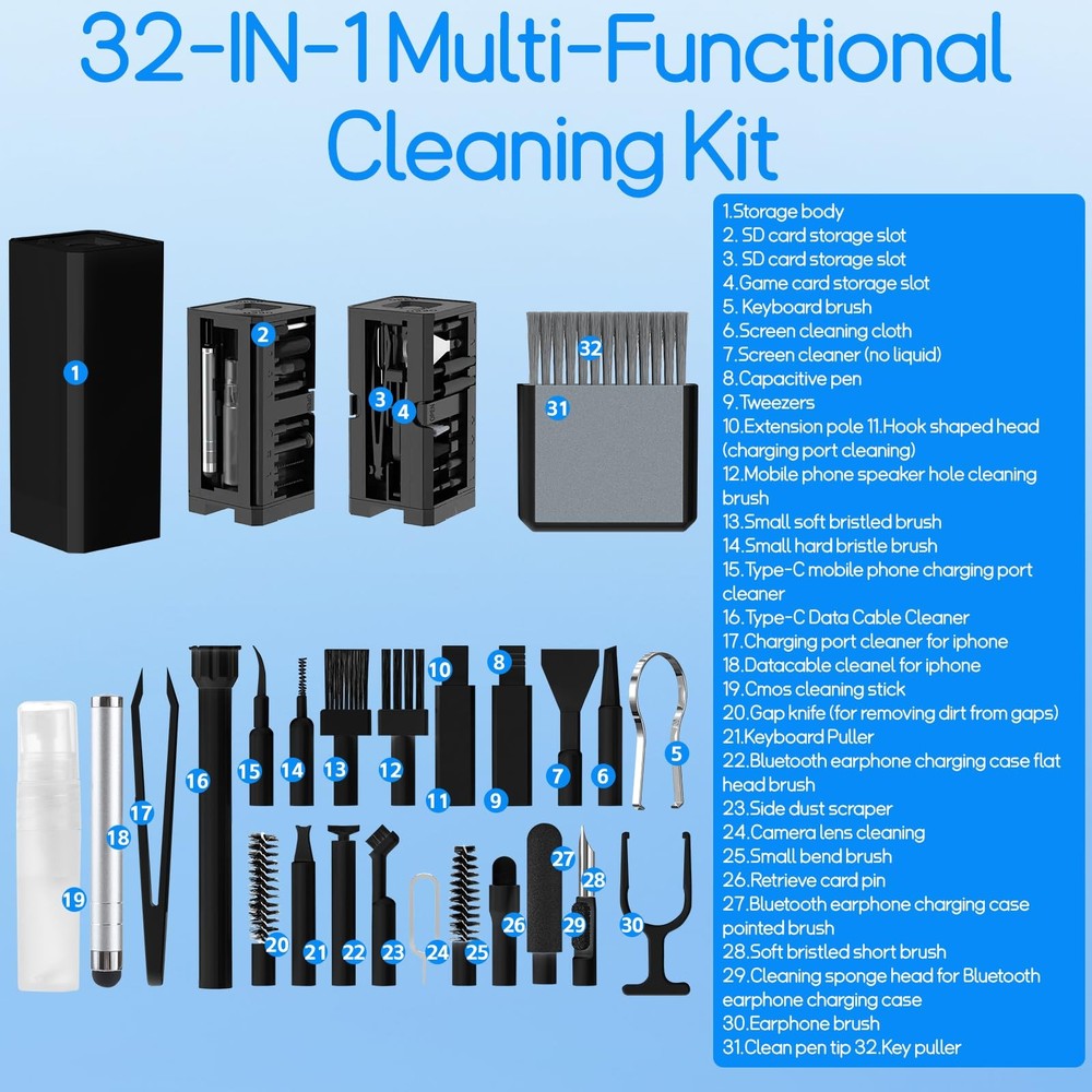 Keyboard Cleaning Kit Laptop Cleaner, All-in-1 Multi-Function Black