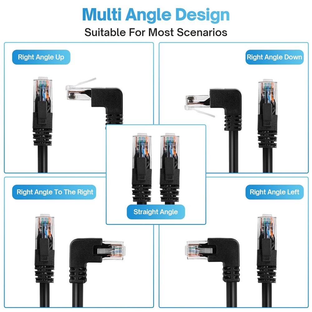 Cat 6 Ethernet Extension Cable 5Pack, Multiple Angle 2 Feet, 5 Pack