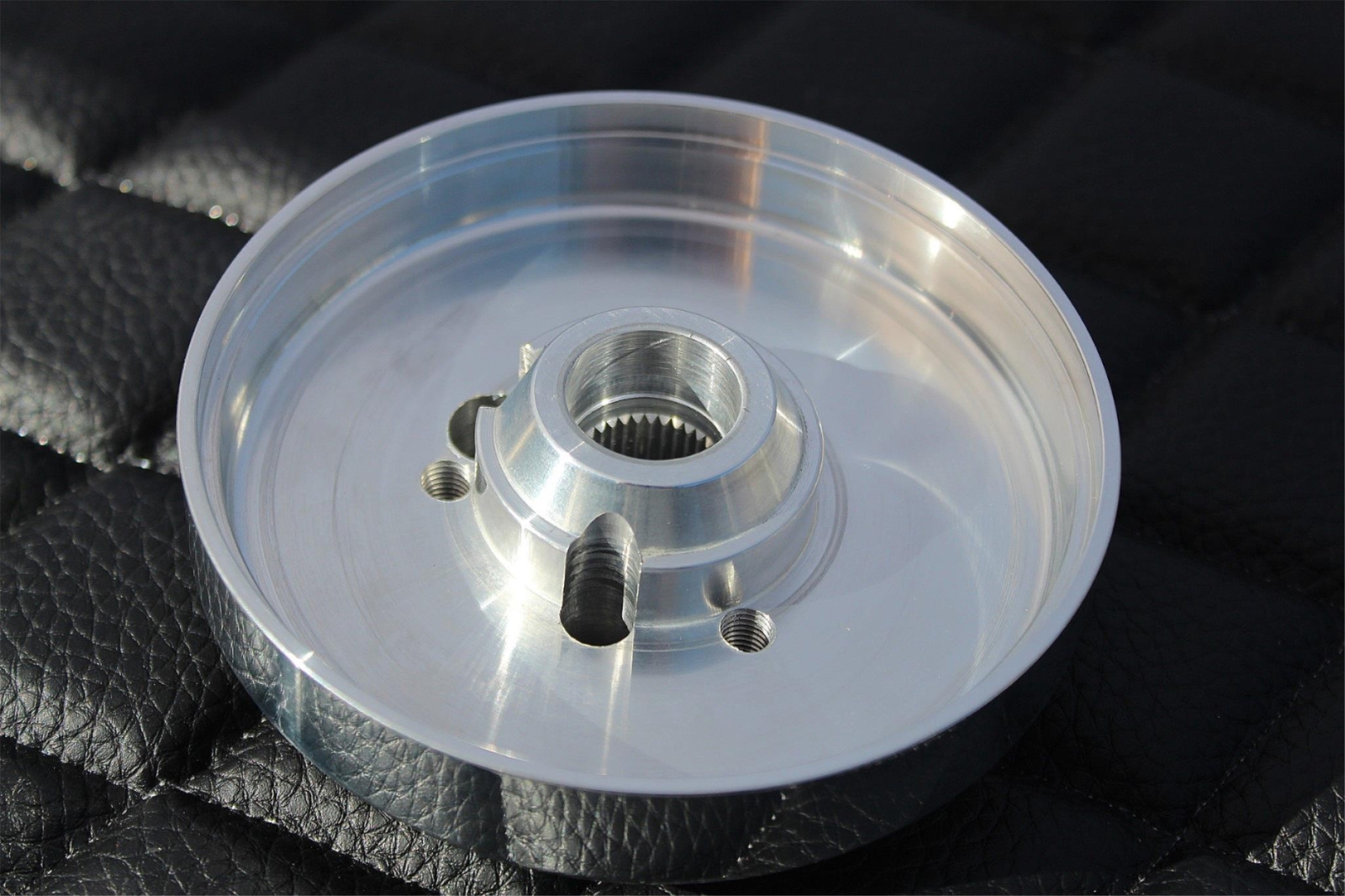 3-Hole Steering Wheel Polished Hub Adapter ( Flaming River, Ididit, GM, Chevy)