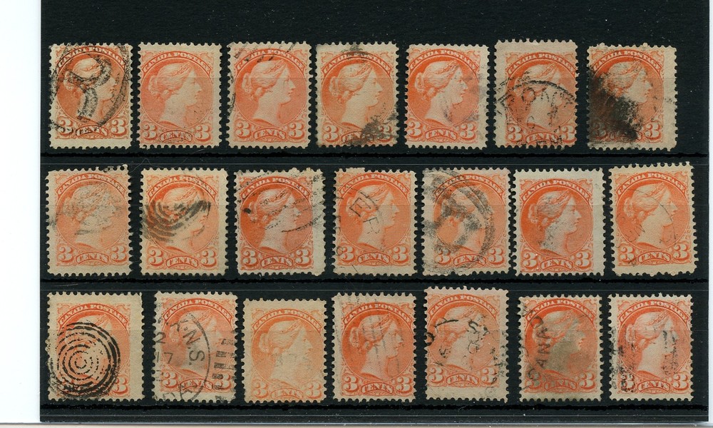 3 cent Small Queen Lot various cancels  used Canada