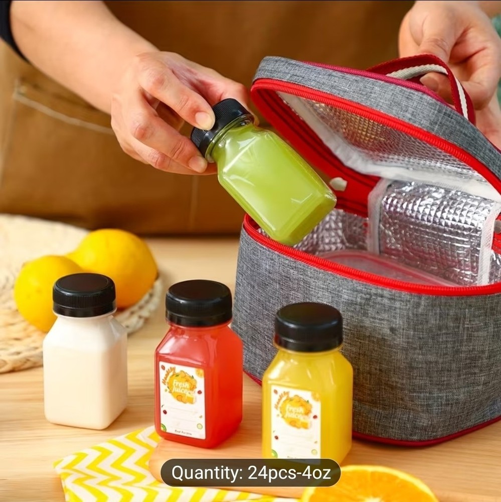 24pcs 4oz Mini Plastic Juice Bottles With Caps