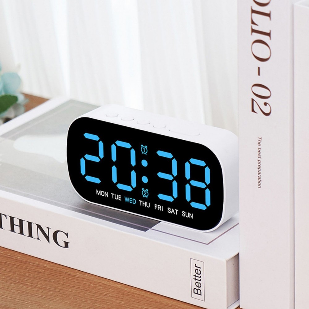 White Large LED Display Electric Digital Alarm Clock With Snooze Function