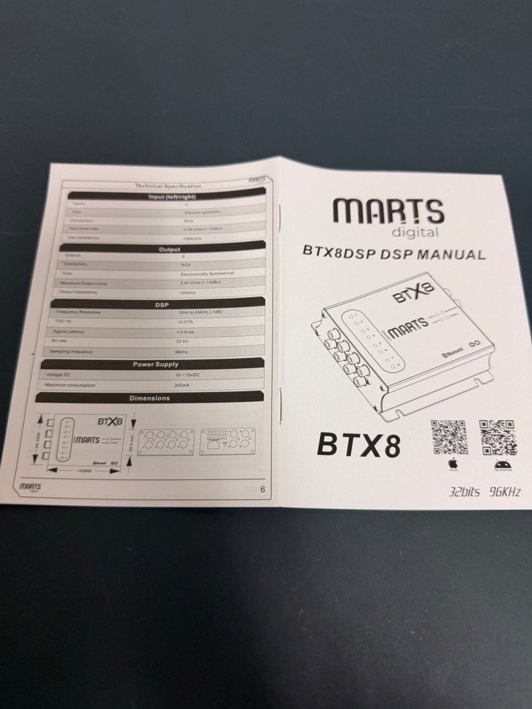 Marts Digital BTX8 8-Channel DSP Processor with Bluetooth (App Controlled) NEW