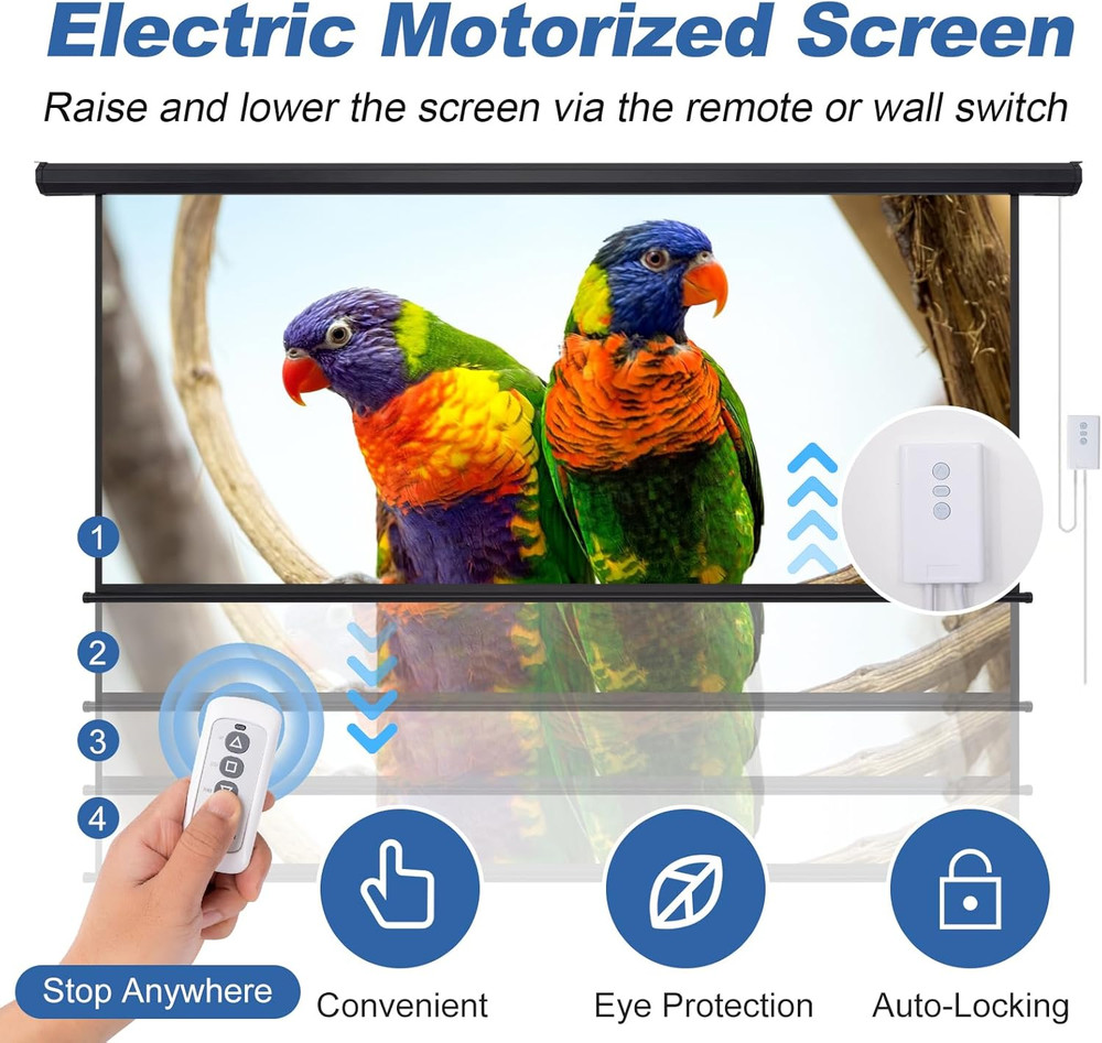120 Inch Projector Screen Motorized 4:3 HD Electric Rising Projector Screen Pull