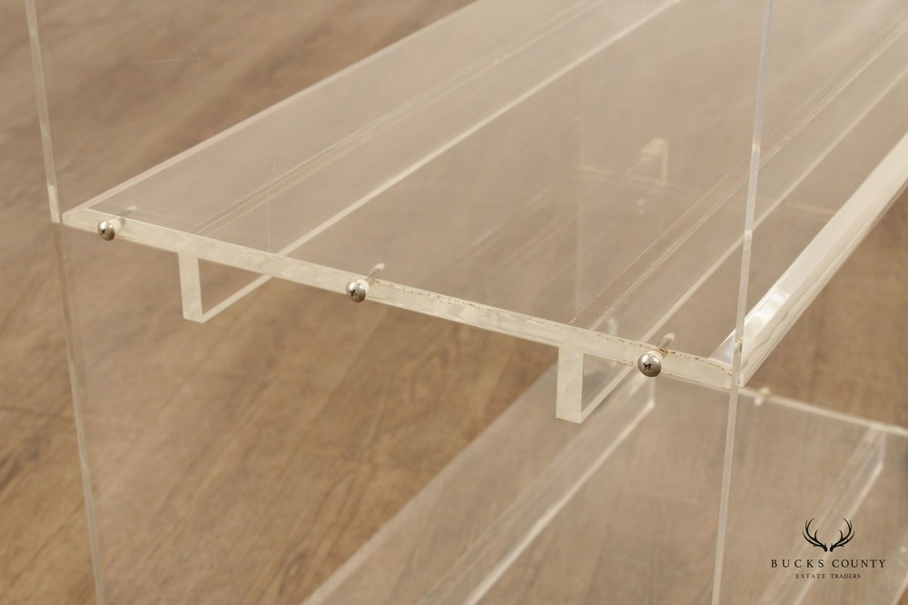 Mid Century Modern Lucite 3-Tier Serving Bar Cart