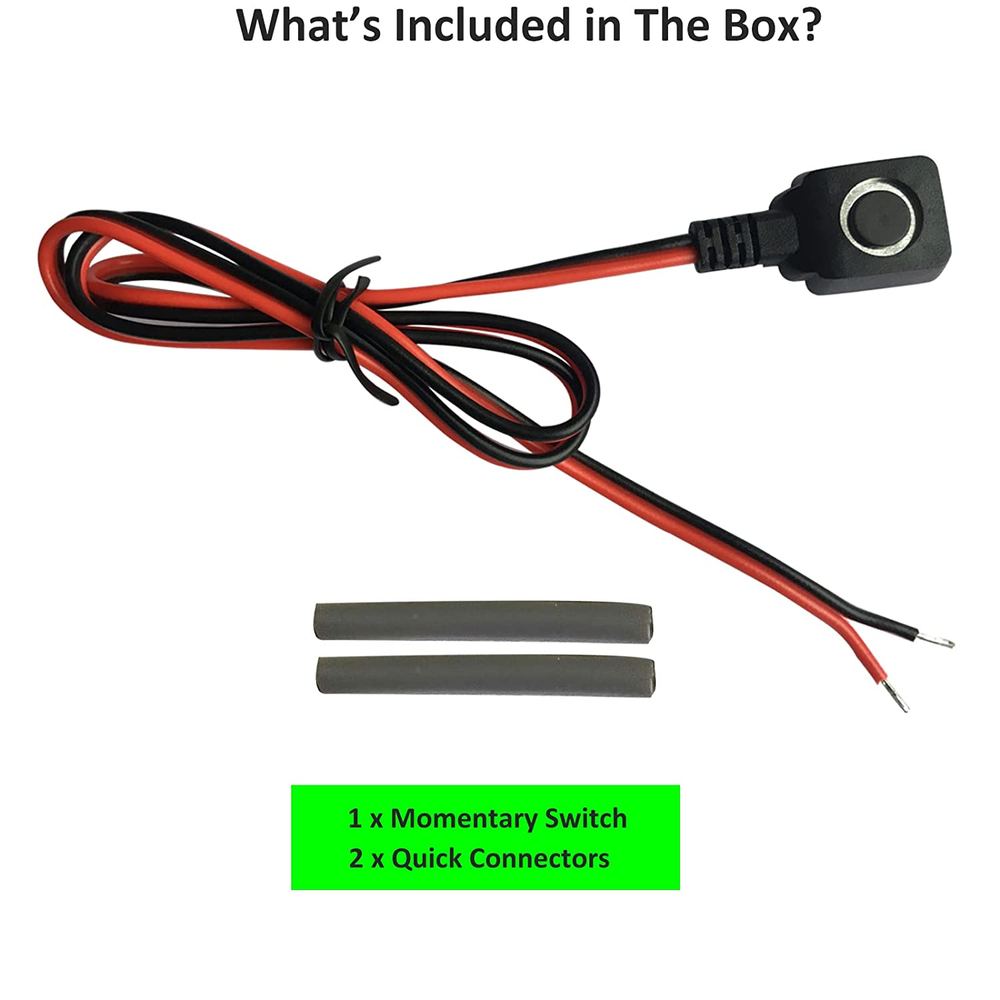 12V 24V Momentary Push Button Switch, 0.5M Pre-Wired Cable and Double-Sided Tape