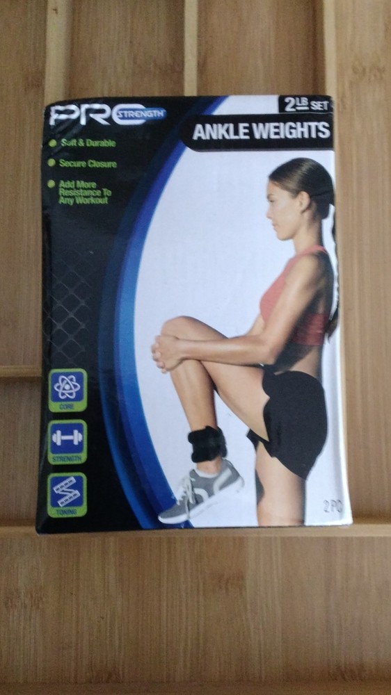 PRO Strength 2 lb Adjustable Ankle Weights Set Black Soft Durable Secure Closure