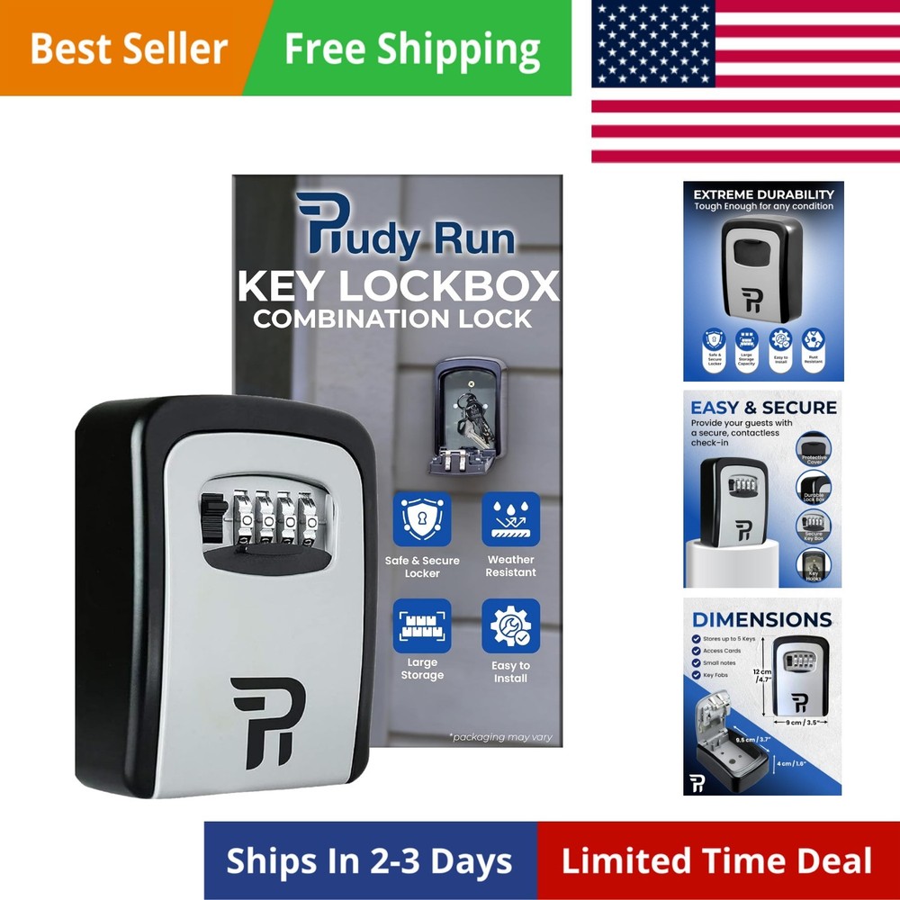 Key Lock Box for Outside – Large Outdoor Lockbox for Keys with Code, 4-Digit ...