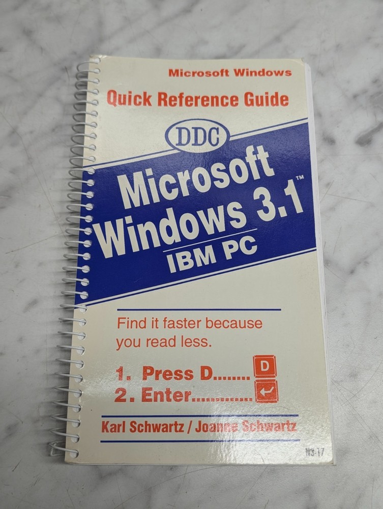 Microsoft Windows 3.1 IBM PC Quick Reference Guide DDC Spiral Flip Book
