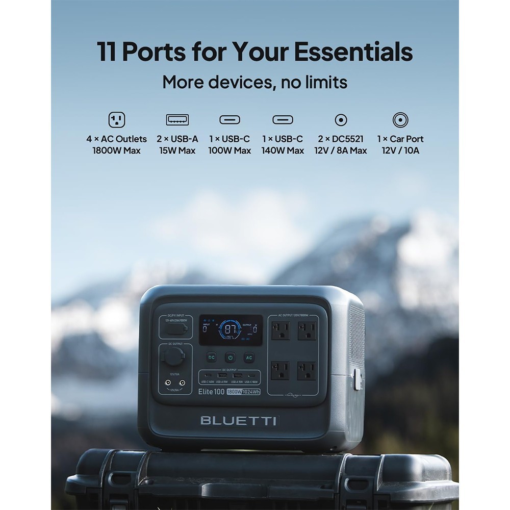 BLUETTI Elite 100 V2 1024Wh 1800W Portable Power Station for Camping Refurbished