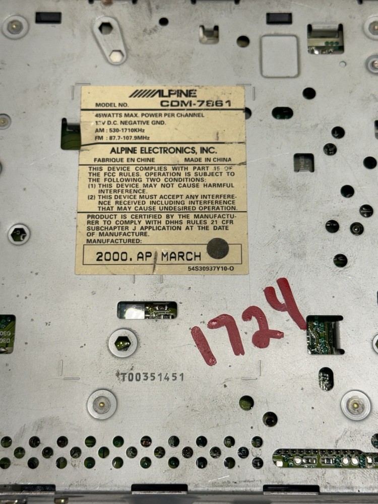 Alpine CDM-7861 Head Unit Stereo Deck Radio