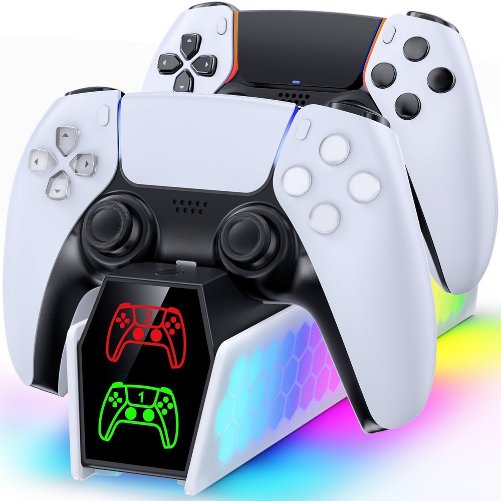 PS5 Controller Charger Station Compatible with DualSense & Edge White
