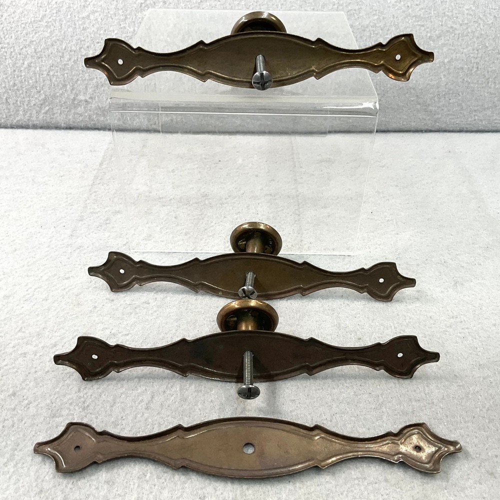 Vintage Brass Drawer Pulls & Knobs 3 Sets + One Back Plate Cabinet Dresser