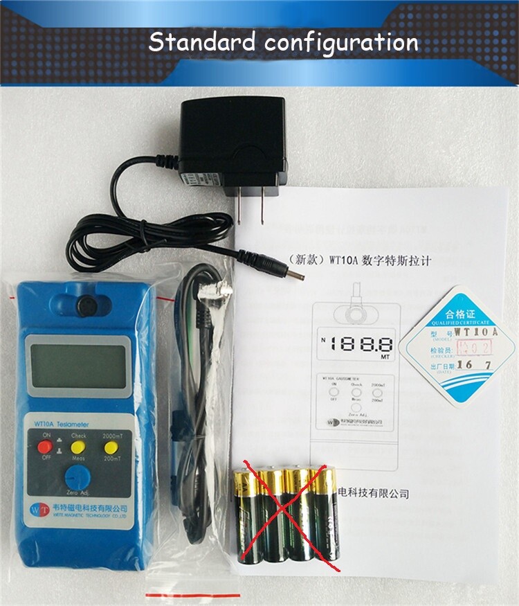 WT10A LCD Tesla Meter Gaussmeter Surface Magnetic Field Tester Ns Function