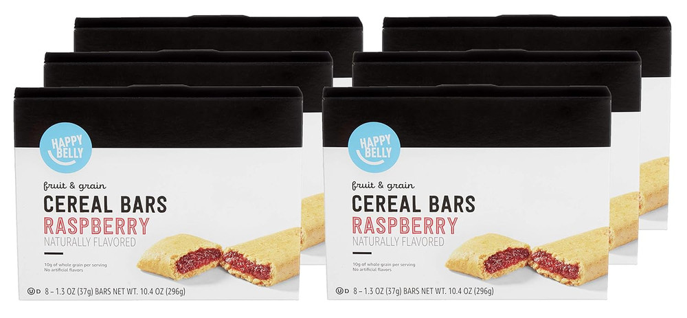 Amazon Brand - Happy Belly Fruit & Grain Cereal Bars, Raspberry, 8 Count (Pack o