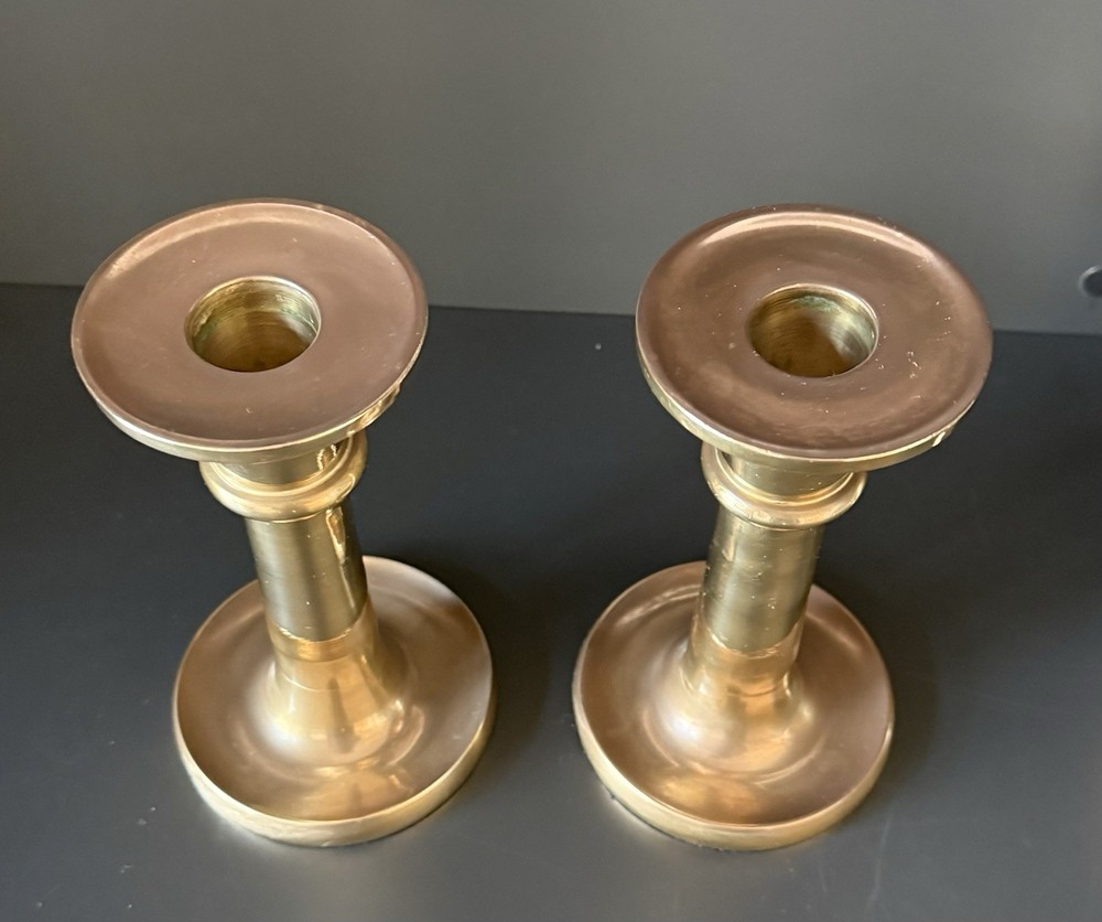 Vintage Solid Brass Candlesticks Pair RIH 7” Taper Candle Holders