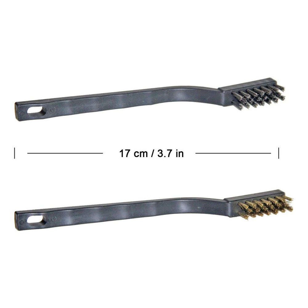 9PCS MINI Brass Brushes Set Curved Handle Scratch Wire Toothbrush....