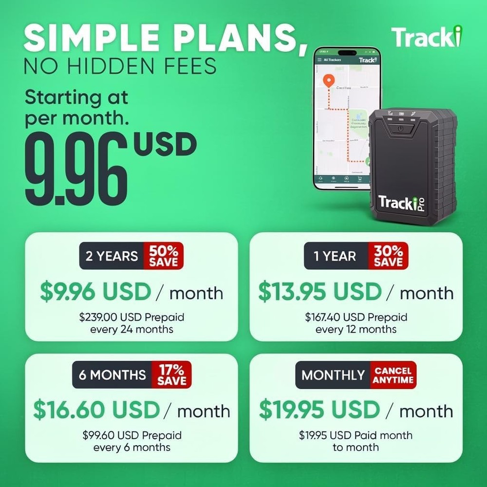 Tracki Pro GPS Tracker for Vehicles – Includes 24 Month Subscription