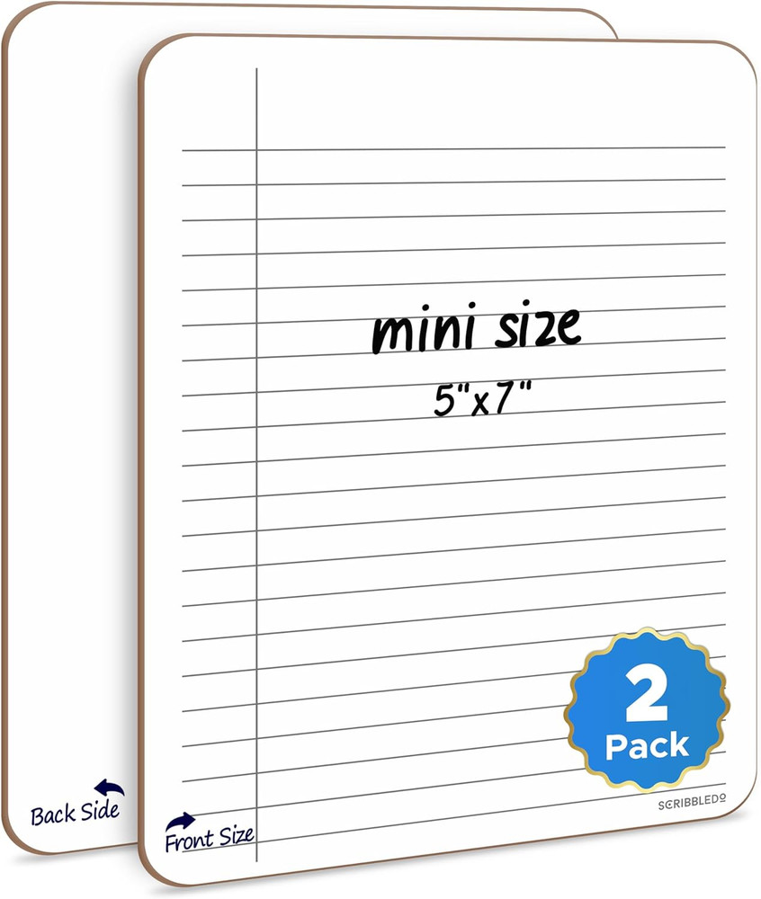 SCRIBBLEDO Dry Erase 5"X7" Mini Notebook College Ruled Lined Board 2 Pack Reusab