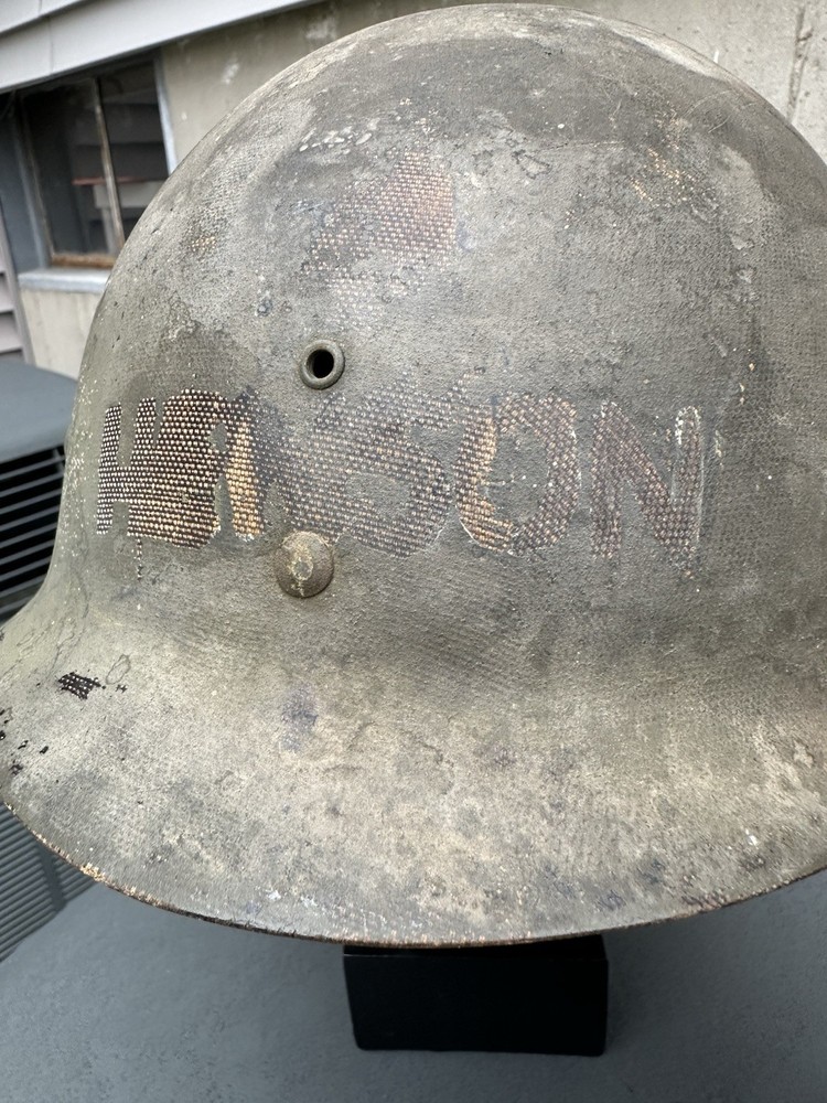WW2 NAMED FIXED BALE HELMET MATCHED SET PAINTED INSIGNIA