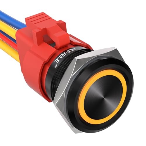 10 Amp 22mm Latching Push Button Switch 10AMP Black Shell Black Shell-Yellow