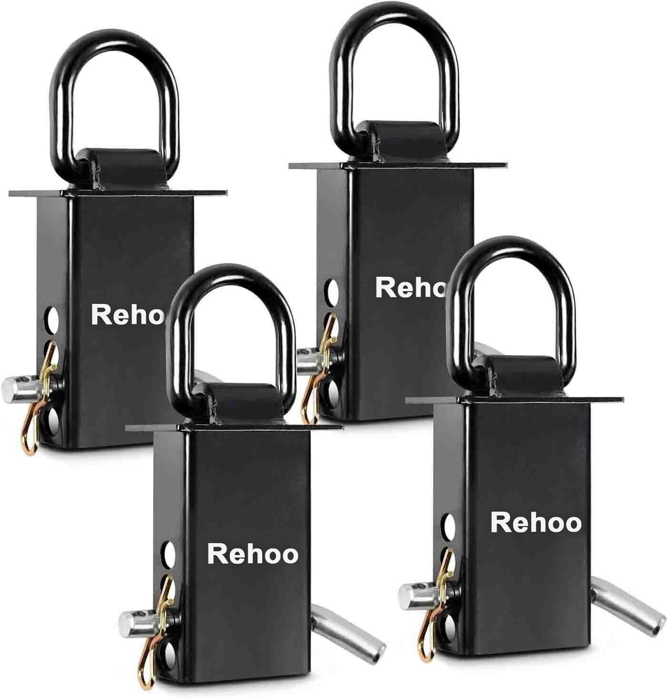 Stake Pocket D Ring Heavy Duty Adjustable Trailer Stake Pocket,Black, 4 Pack