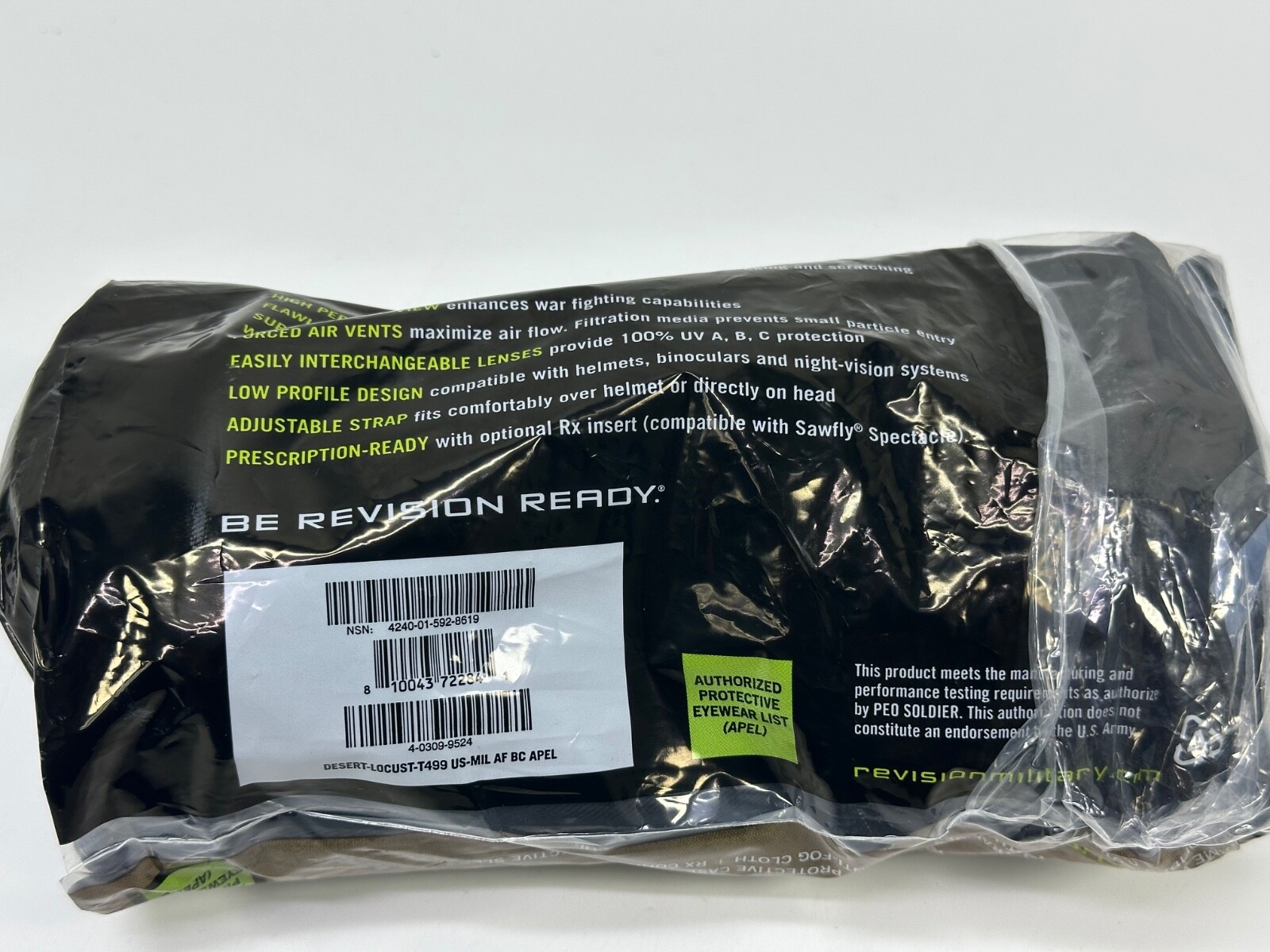 Revision Desert Locust USA Military Goggles Tan 499 APEL