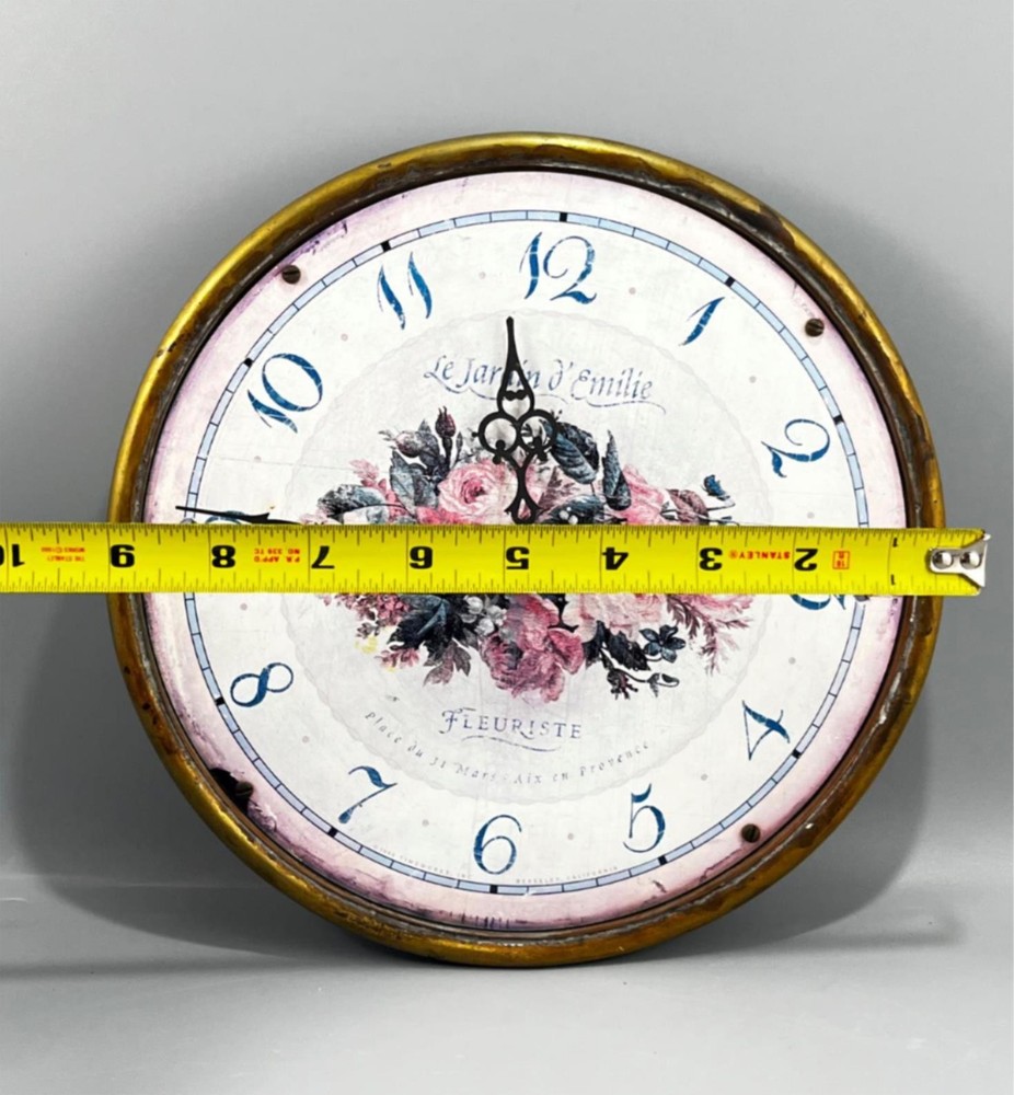 Vintage Timeworks Regency Emily Garden Wall Clock w/ Brass 9"