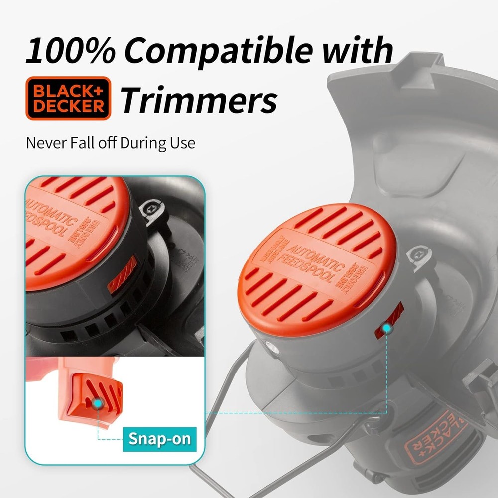 4 Pack Trimmer Line Cap & Spring for BLACK+DECKER Replacement Spool Cap Covers