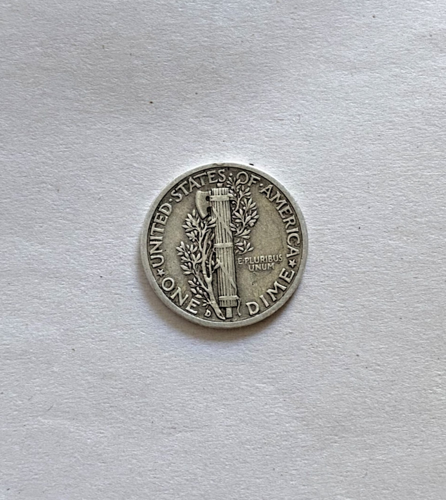 1939-D Mercury Dime Error – Misplaced Mint Mark, 90% Silver, Rare