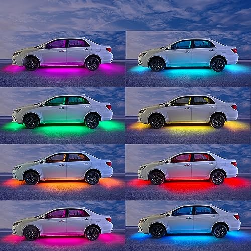 Underglow Car Lights, 4 pcs RGB-IC Smart LED Lights with APP and Multicolor
