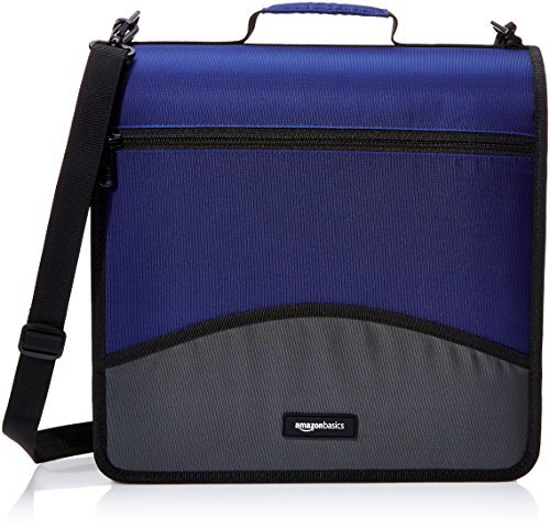 Amazon Basics 3-Ring Binder with Zipper - O-Ring, 3 Inch, Blue NEW