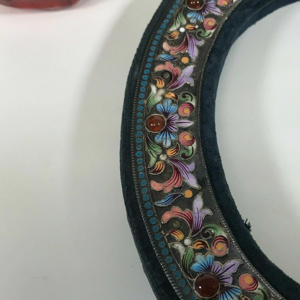 Antique Russian Enamel Silver Picture Frame