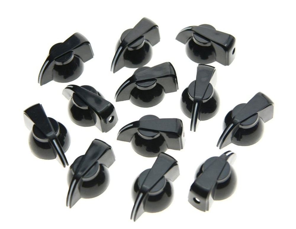 KAISH 12pcs Flat Top Guitar Amplifier Knobs Standard Style Top, Black
