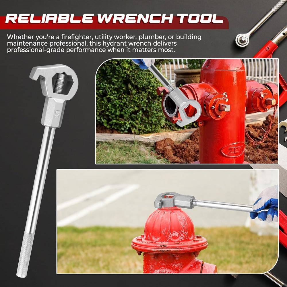 Fire Hydrant Wrench Tool, Adjustable Hydrant Spanner Fits 1-1/2" to 6" Nut Sizes