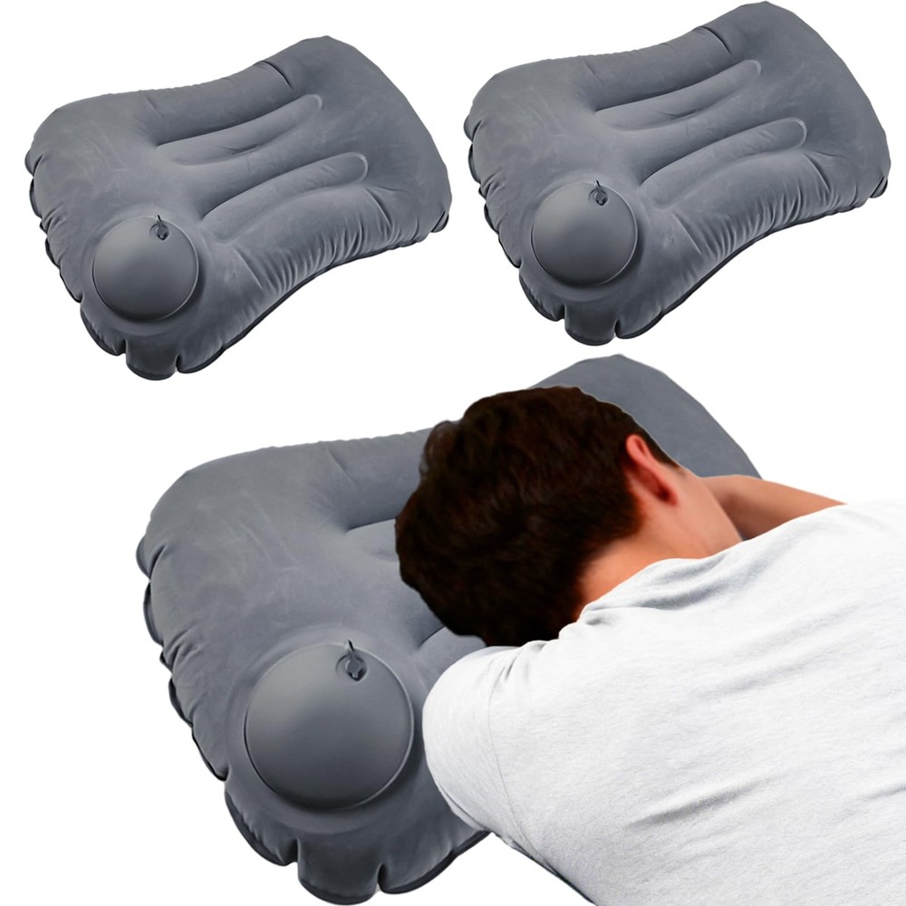 Anglepingping 2 Pack 17 in Ultralight Inflatable Pillow Travel 2 Pack, Grey