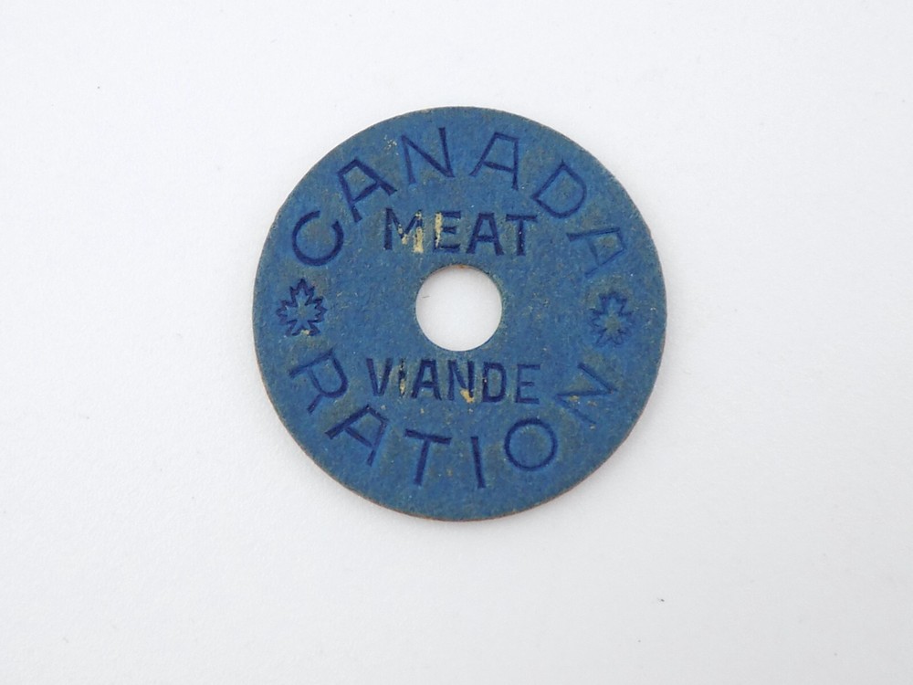 Original WWII Canada Homefront Meat Ration Blue Token