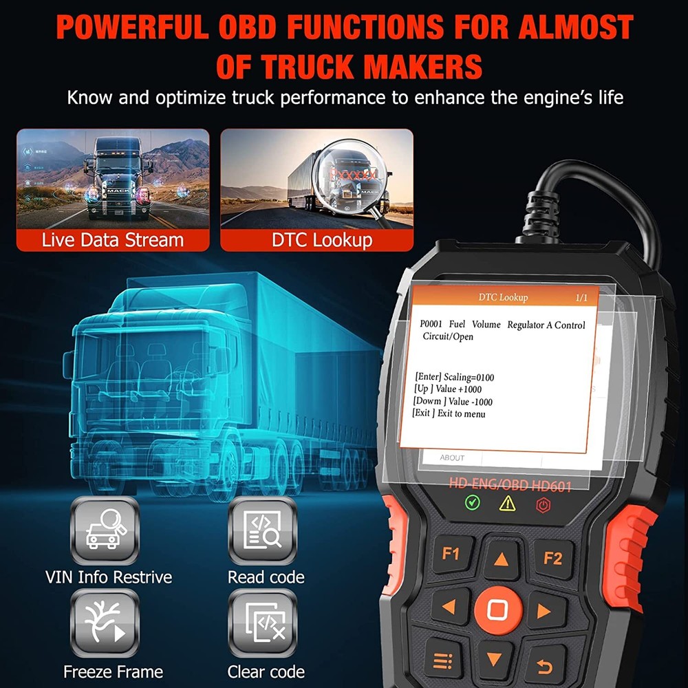 Heavy Duty Truck Scanner All System Diesel Diagnostic Check Engine Code Reader