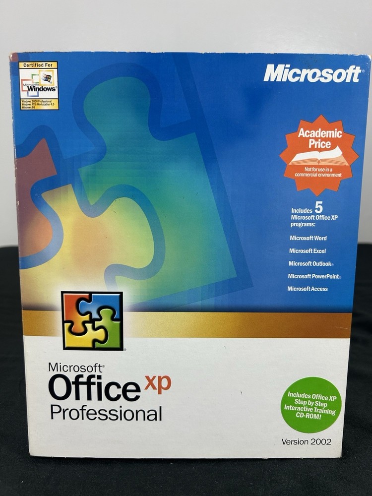 Microsoft Office XP Professional Version 2002 CD / Product Key Included 5 CDs