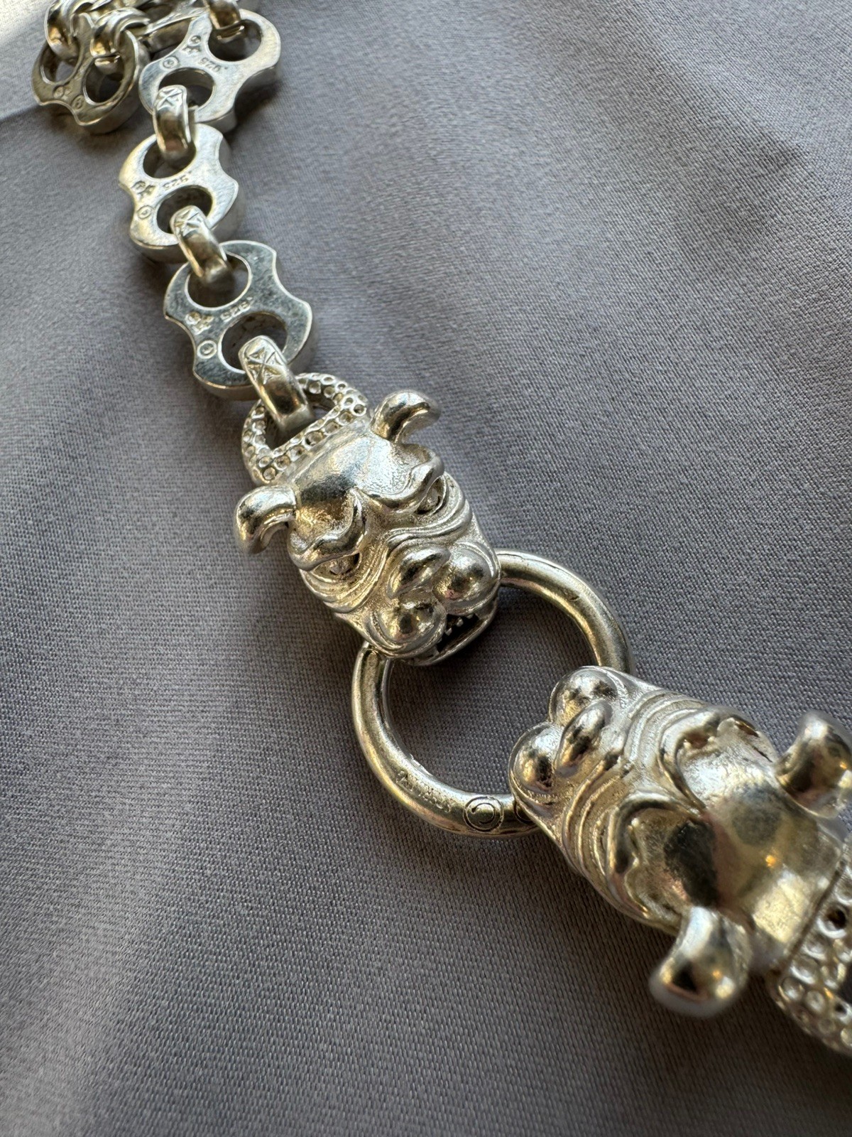 Mens 925 Sterling Silver Necklace Heavy Streetwear Style