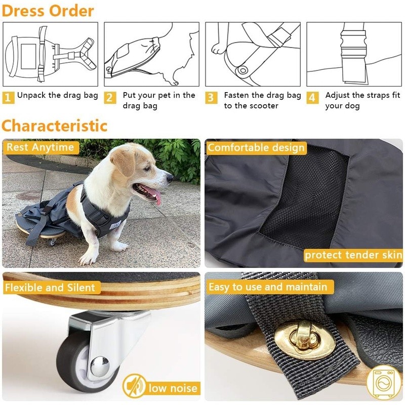 Comfortable Pet Scooter W/ Universal Silent Wheels Easy Mobility & Resting New
